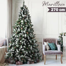 Albero di Natale Innevato Marilleva 270 cm 2156 Rami Super Folto con Pigne in PVC Verde      