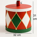 Base Albero di Natale Tamburo 32x31 cm Decoro Attacco Universale Rosso e Verde