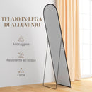 Specchio da Terra e Parete Moderno con Supporto Pieghevole 50x161,5 cm in Lega di Alluminio Nero