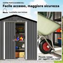 Casetta Box da Giardino 194x107x191 cm Capanno Porta Attrezzi in Acciaio Grigio      