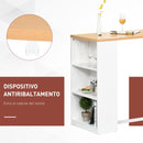 Tavolo Alto da Bar 115x55x100 cm con Mensole  Bianco