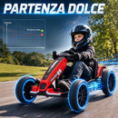 Go-Kart Elettrico per Bambini 3-6 Anni 12 V 98x55,5x46,5 cm con 2 Motori Avvio Morbido Sedile Regolabile e Luci LED in PP Rosso      