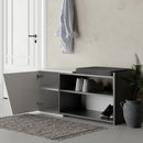 Panca Scarpiera da Ingresso 104x37x47 cm 2 Ripiani Porta Scarpe Mobiletto con Anta e Cuscino in MDF Bianco e Grigio      