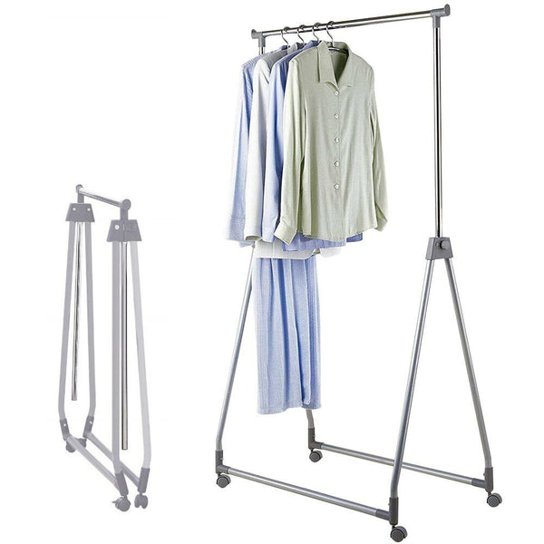 online Stand Appendiabiti Pieghevole Acciaio Asta Allungabile Regolabile Ruote Grigio