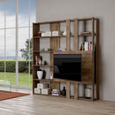 Libreria Moderna 5 Ripiani con Pannello per TV 178x36x204 cm in nobilitato Marrone
