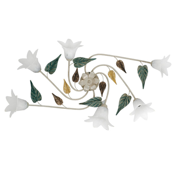 acquista Plafoniera 6xE14 Montatura Anticata Vetro Paglierino E-Energy Giorgia