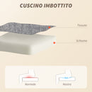 Sedia da Ufficio Operativa Massaggiante a 4 Punti con Riscaldamento e Braccioli Ribaltabili  in Tessuto Effetto Lino Grigio  