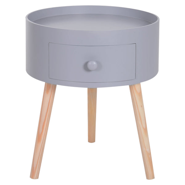 Tavolino da Caffè Rotondo con Cassetto Moderno Grigio Ø38x45 cm sconto