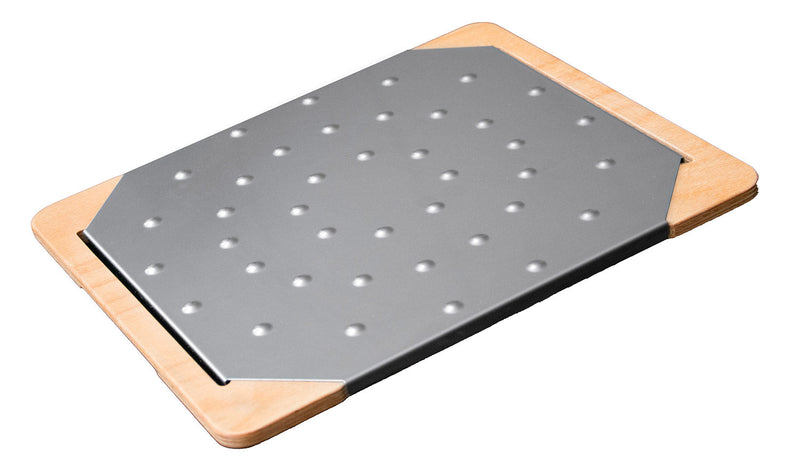 Tagliere da Cucina 38x33 cm In Legno e Acciaio Giusto 