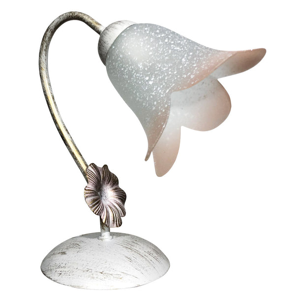 acquista Lume 1xE14 Montatura Bianco Oro Vetro Scavo Sintetico Bianco Sfumato Rosa E-Energy Vera