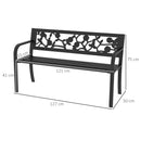 Panchina da Giardino 2 Posti 127x50x75 cm in Acciaio Nero