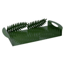 Vassoio Rettangolare 41x20xh6,5 cm in Metallo Design Foglia Alloro Verde Scuro