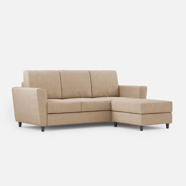 online Divano 3 Posti con Pouf 212x155x85 cm Yasel in Tessuto Beige