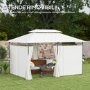 Gazebo da Giardino 397x297x265 cm con Tende Rimovibili e Struttura in Metallo Crema   