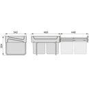 Set 2 Pattumiere Differenziata per Mobile 30 Litri in Acciaio e Plastica Emuca Grigio antracite