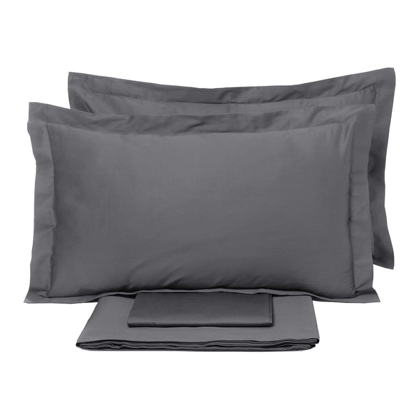 acquista Set Lenzuola Matrimoniale Sopra Sotto e Federe Tinta Unita Garrini Clarice Grigio