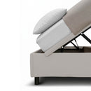 Letto Singolo Contenitore Imbottito Similpelle Tortora BoxMax Testata Flat Varie Misure
