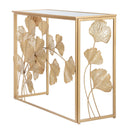 Console in Ferro Leaf 108x36,5x80 cm in Ferro MDF e Specchio Oro