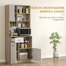 Mobile Dispensa 80x35x180 cm Ripiano con Foro Passacavi Bianco e Rovere   