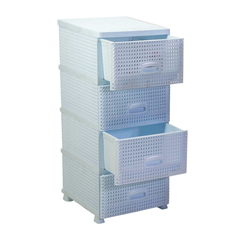 Cassettiera 4 Cassetti 43x36,8xh89,4 cm in Plastica Bianco