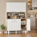 Credenza da Cucina 120x40x175 cm con Ripiani Aperti 4 Armadietti e Cassetto in Legno e Metallo Bianco e Legno      