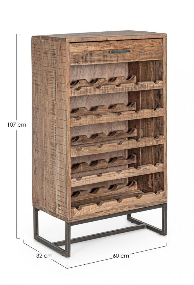 Mobile Cantinetta Portabottiglie 1 Cassetto 60x32x107 cm in Legno