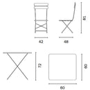 Set da Giardino in Ferro 60X60cm Vorghini Bistrò Quadrato Avio
