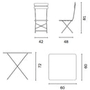 Set da Giardino in Ferro 60X60cm Vorghini Bistrò Quadrato Tortora