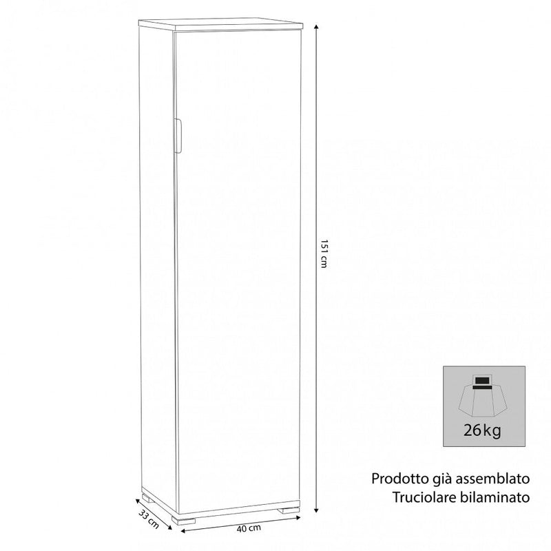 Portascope 40x33x151 h cm in Truciolare bilaminato Marrone chiaro