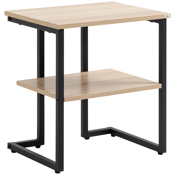 Tavolino da Caffè 45x35x48 cm con Mensola Inferiore in Acciaio e Legno sconto