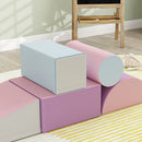 Set 5 Blocchi Costruzioni Morbide per Bambini 1-3 Anni in Finta Pelle e Schiuma Multicolore Rosa    