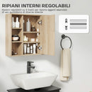 Armadietto con Specchio 60x14,5x49,4 cm con 3 Ripiani Laterali e Ripiano Regolabile Interno in MDF e Truciolato      