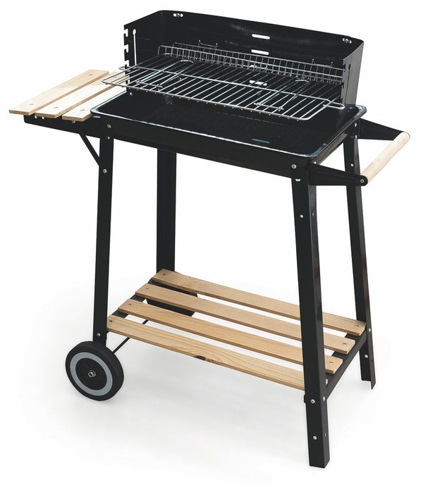 Barbecue a Carbone Carbonella Rettangolare con Ruote Soriani Sun-day Nero online