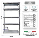 Scaffale in Metallo 5 Ripiani 120x60x195 cm Maciste Zincato