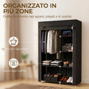 Armadio in Tessuto Portatile 103x43x162,5 cm Appendiabiti e 6 Ripiani Nero
