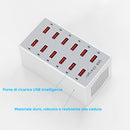 Caricabatterie Stazione di Ricarica 11,5x6 cm con 12 Porte USB 60W in ABS Bianca