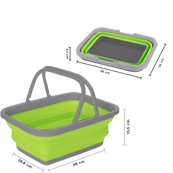 Bacinella Contenitore Salvaspazio 9 Litri Pieghevole Multiuso con Manici Verde sconto