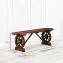 Panchina da Giardino 120x29x39 cm con Gambe a Ruota di Carro e Seduta a Doghe Marrone   