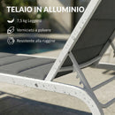 Lettino Prendisole da Giardino 62x165x94 cm con Ruote in Texteline con Telaio in Alluminio Grigio Scuro e Bianco      