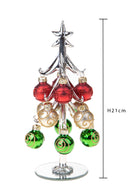 Set 2 Albererlli di Natale 21 cm con Ornamenti in Vetro 