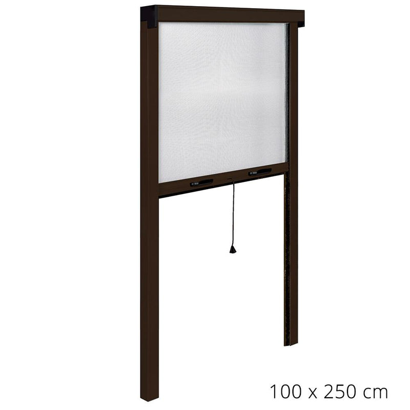 Zanzariera Avvolgibile Marrone per Porta e Finestra a Molla 100X250Cm