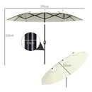 Ombrellone da Giardino 295x152x222 cm Copertura Doppia Inclinabile con Apertura a Manovella Beige  