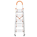 Scala Pieghevole Salvaspazio in Alluminio 5 Gradini  Silver e Arancione