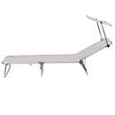 Lettino Mare con Parasole Richiudibile 190x58x27 cm in Alluminio PVC e Poliestere Ecrù Vieste      