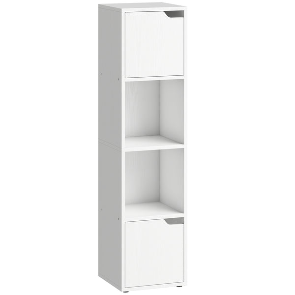 acquista Libreria Moderna 30x29x119 cm con 2 Armadietti e Ante a 4 Ripiani in Legno Bianco