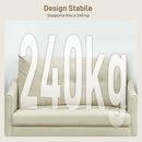 Divano 2 Posti Design Moderno 124x73x92 cm Schienale Trapuntato a Bottoni e Rivestimento in Velluto Crema   