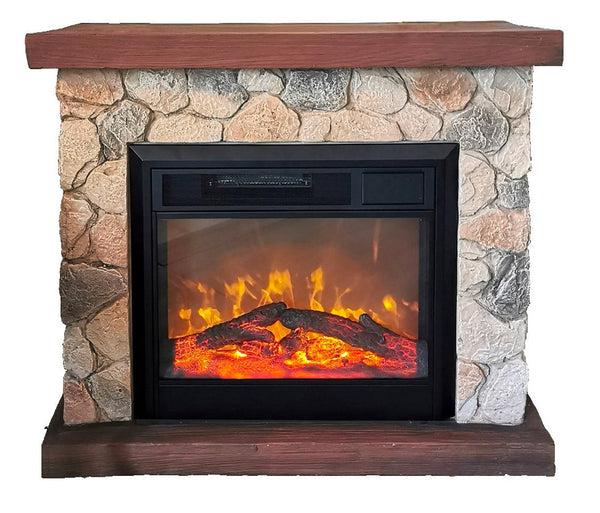 sconto Camino Elettrico da Pavimento 90x80x30 cm Effetto Fiamma 1800W Sasso