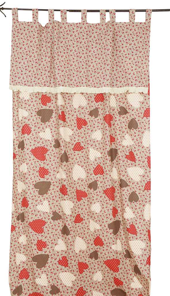 Tenda liscia con cuori 140x280 cm 140x280
