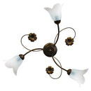 Plafoniera 3xE14 Montatura Marrone Oro Vetro Alabastro Bianco E-Energy Vera