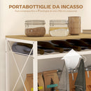 Carrello Portavivande a 4 Livelli 96,5x38x96,7 cm con Portabottiglie in Legno e Metallo Bianco  
